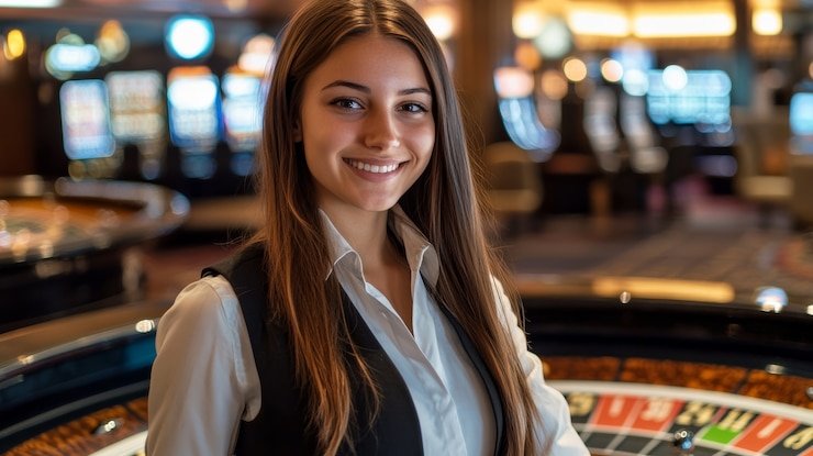 crazyrichslot live blackjack table with dealer and multiple players on screen